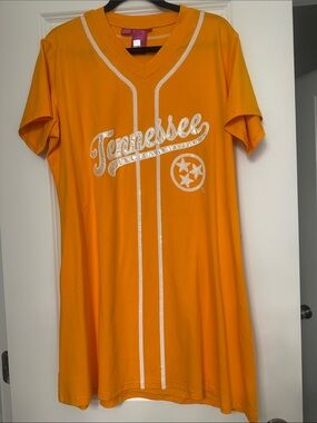 Licensed Orange Tennessee Baseball Jersey Tee Dress Queen of Sparkles